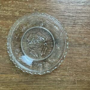 Westmoreland Glass Wedding Day & 3 weeks Butter Pat‎ Trinket Dish Clear Glass